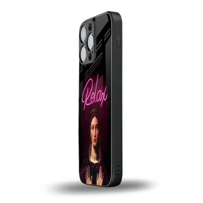 Relax iphone 16 pro max mobile cover | shockproof glass phone case