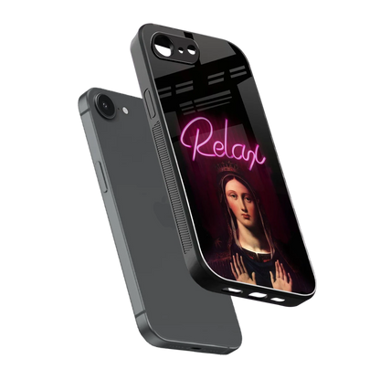 Relax sleek iphone 16e cover with tempered glass back and TPU edges