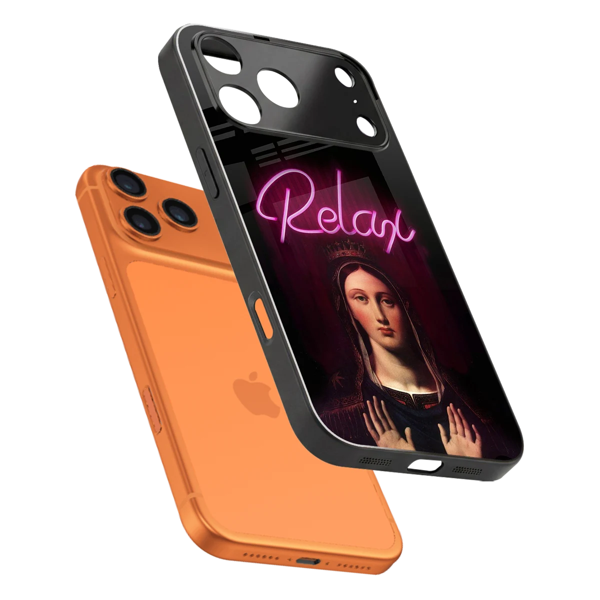 Relax sleek iphone 17 pro max cover with tempered glass back and TPU edges