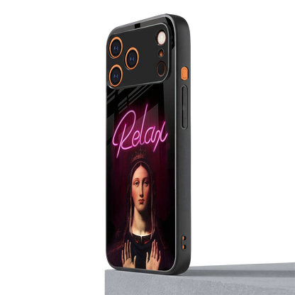 Relax iphone 17 pro max mobile cover | shockproof glass phone case