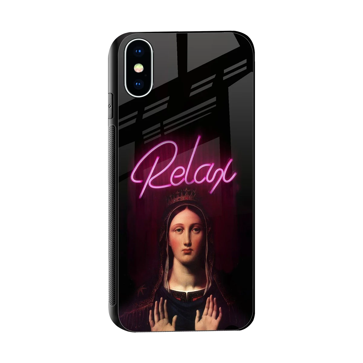 Relax sleek iphone xs cover with tempered glass back and TPU edges