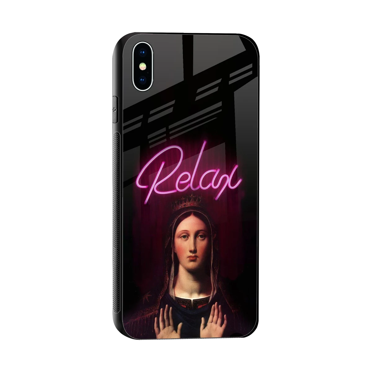 Relax sleek iphone xs max cover with tempered glass back and TPU edges