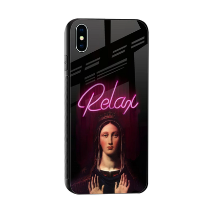 Relax sleek iphone xs max cover with tempered glass back and TPU edges