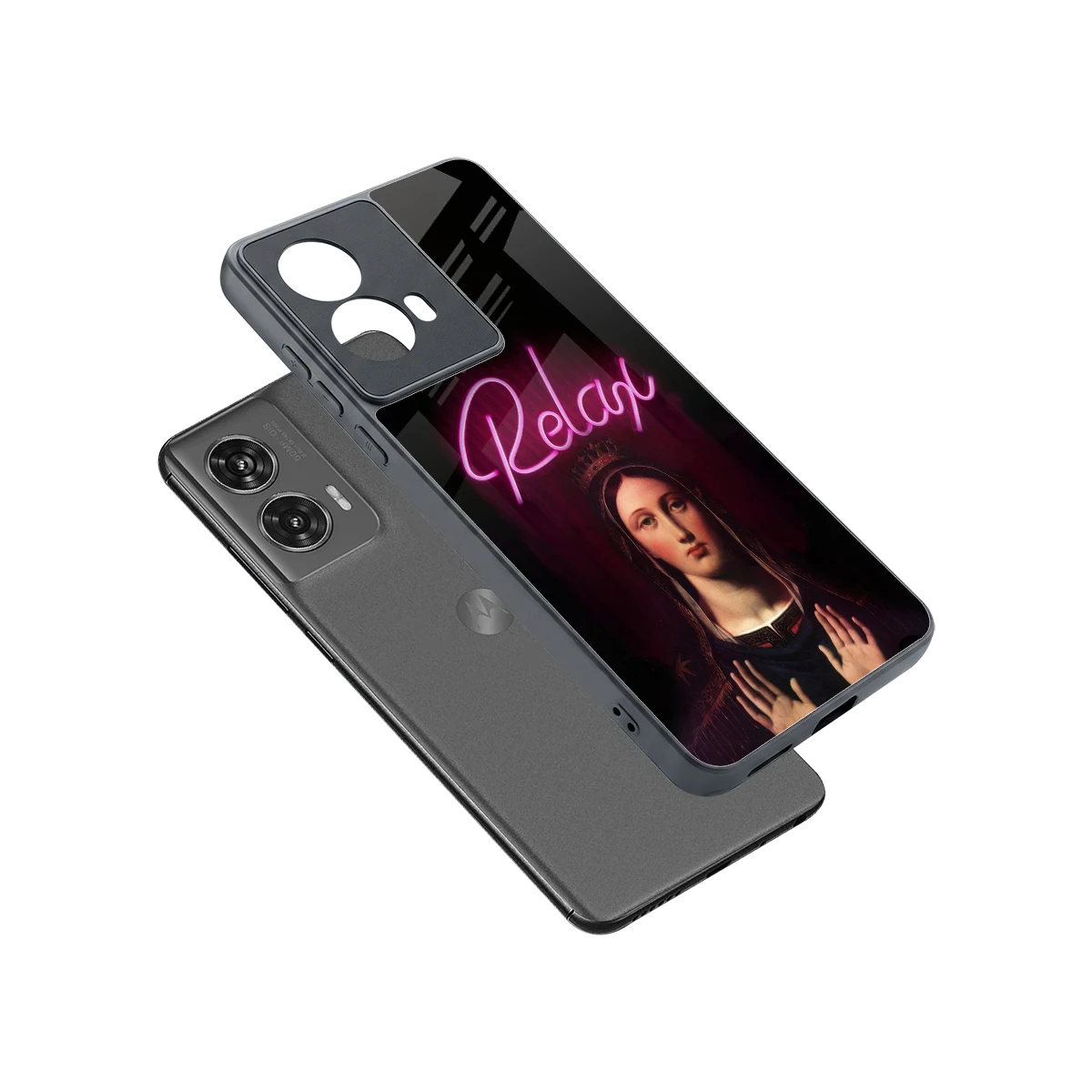 Relax sleek motorola edge 50 fusion cover with tempered glass back and TPU edges