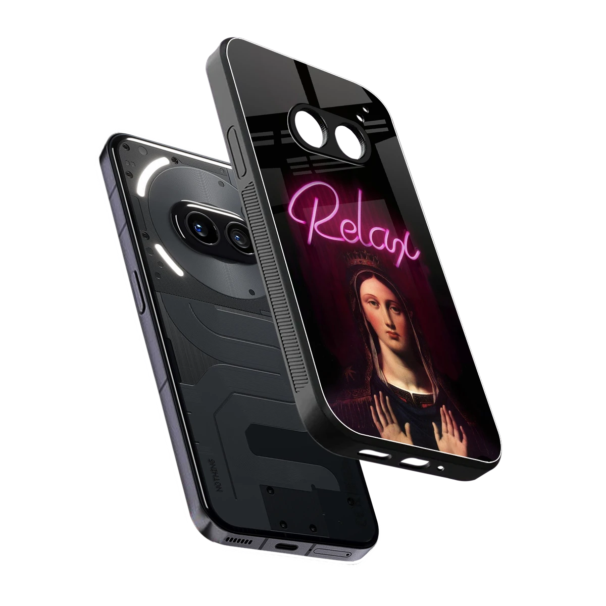 Relax sleek nothing phone 2a cover with tempered glass back and TPU edges