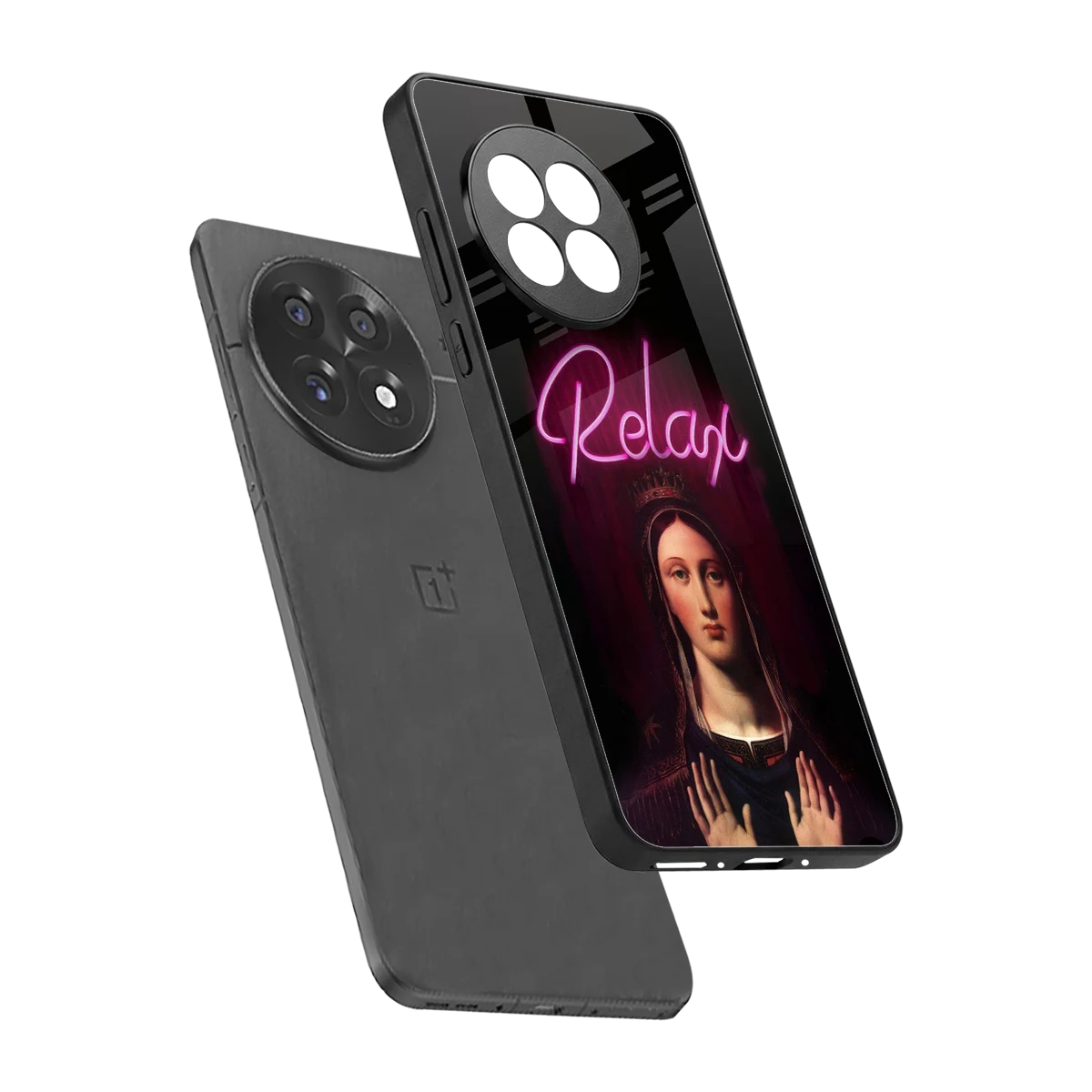 Relax sleek oneplus 13r cover with tempered glass back and TPU edges
