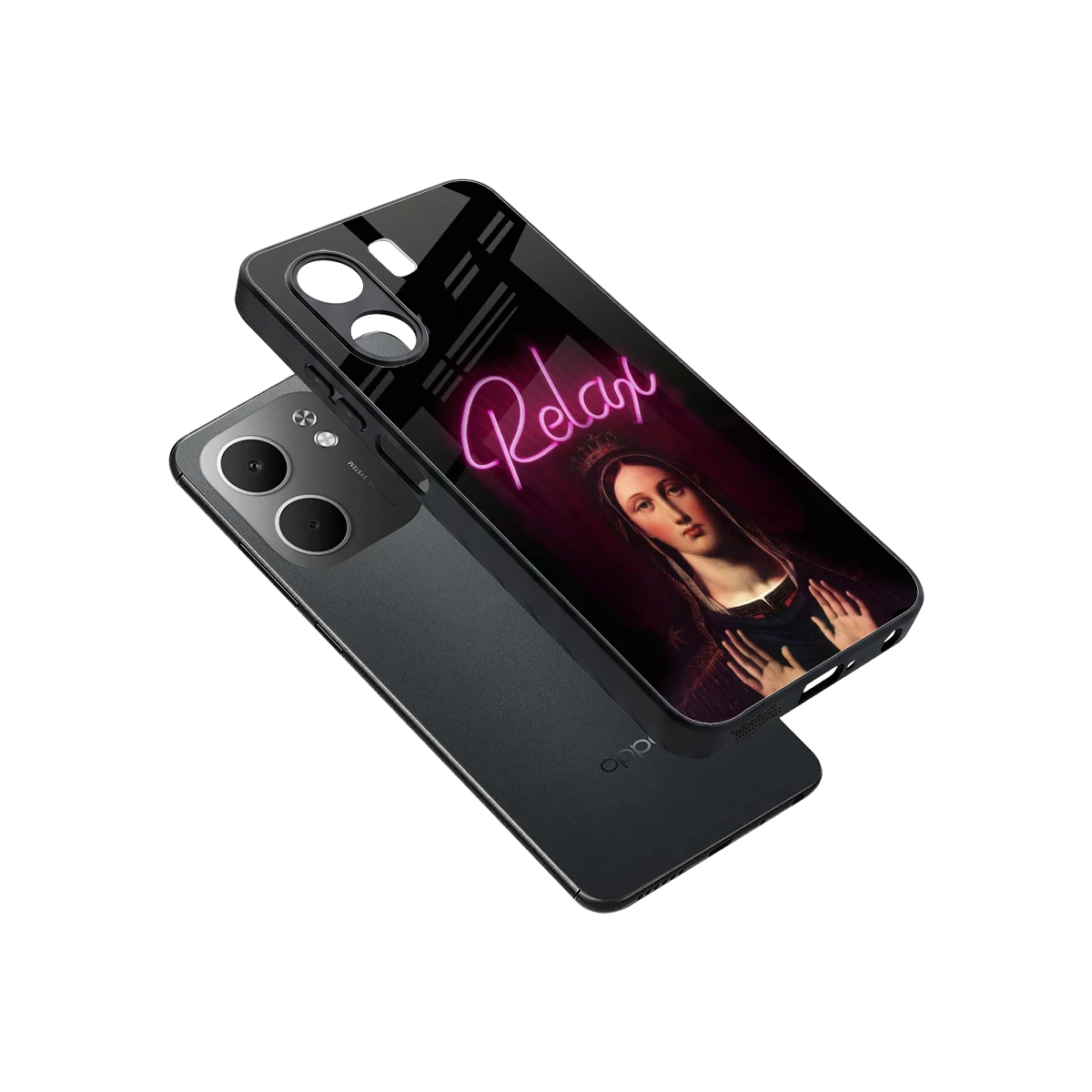 Relax sleek oppo a5x 5g cover with tempered glass back and TPU edges