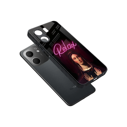 Relax sleek oppo a5x 5g cover with tempered glass back and TPU edges