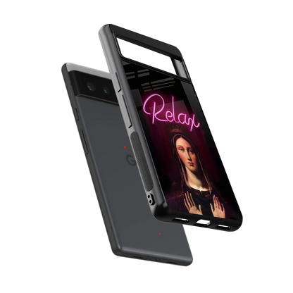 Relax sleek google pixel 6a cover with tempered glass back and TPU edges