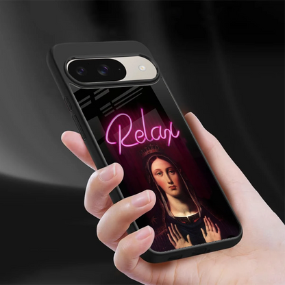 Relax sleek google pixel 9 cover with tempered glass back and TPU edges