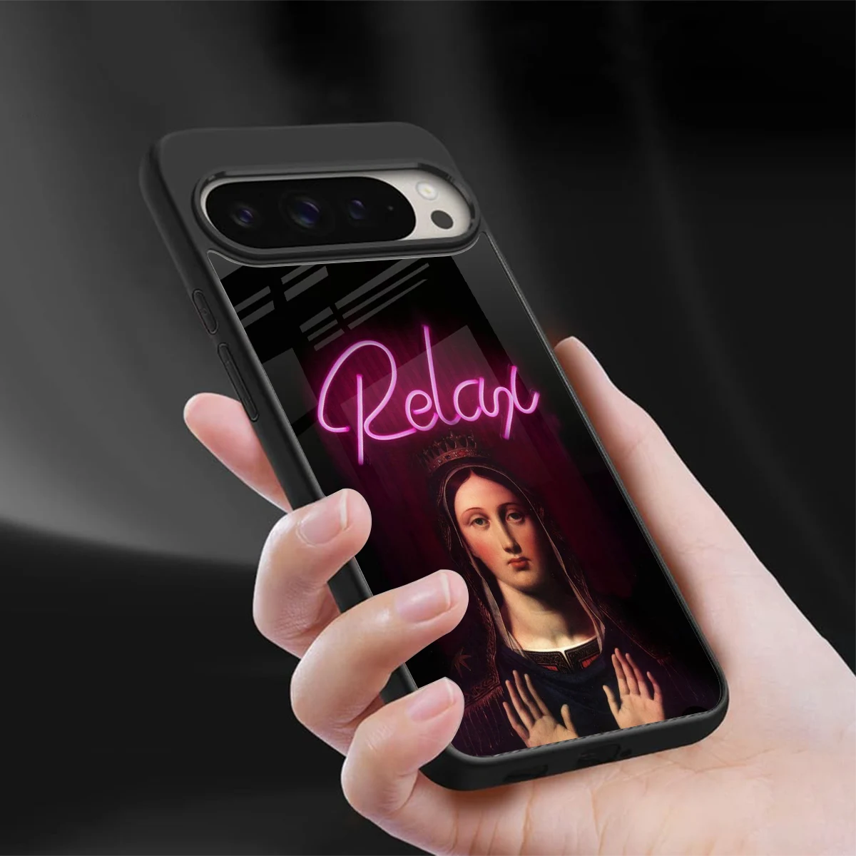 Relax sleek google pixel 9 pro cover with tempered glass back and TPU edges