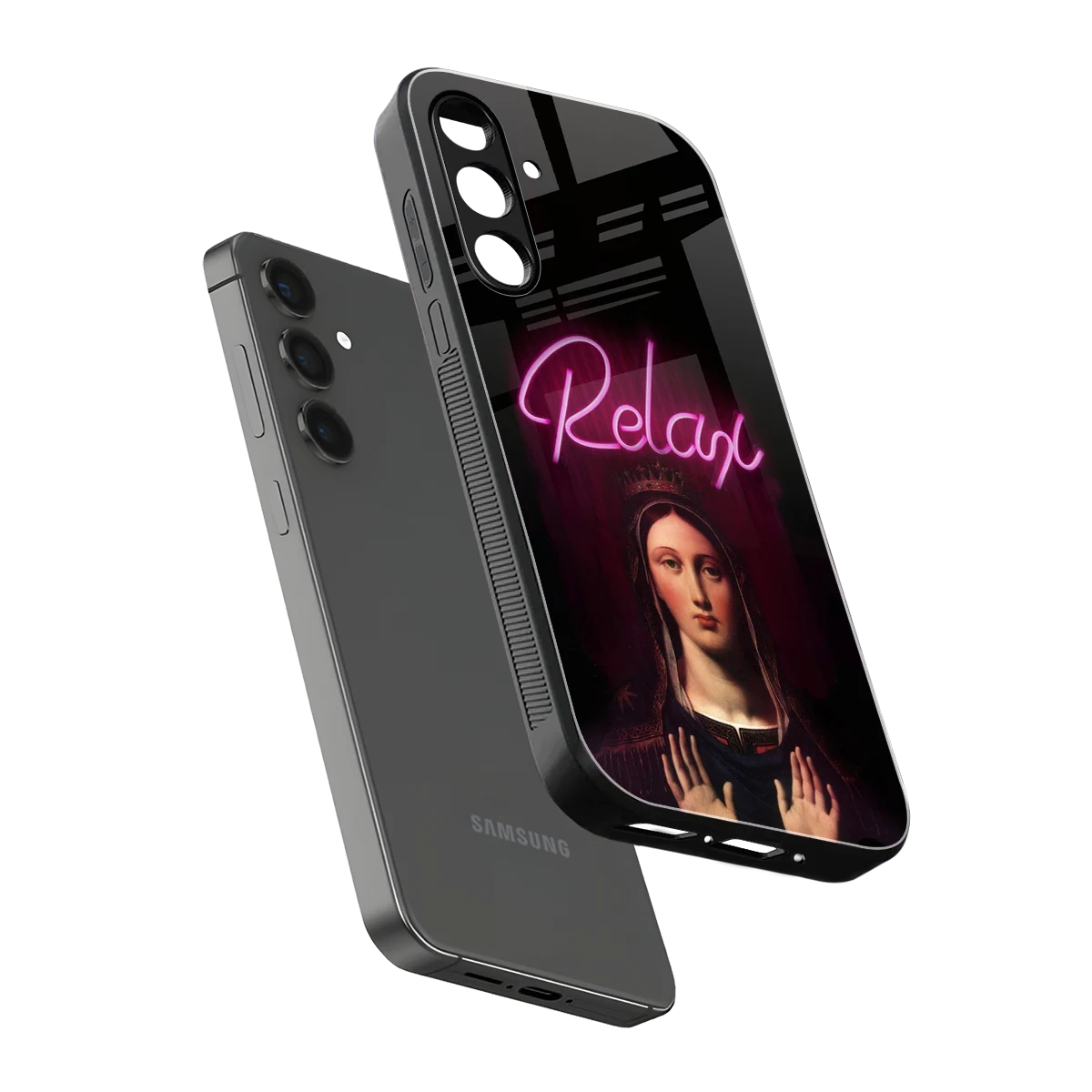 Relax sleek samsung galaxy m35 5g cover with tempered glass back and TPU edges