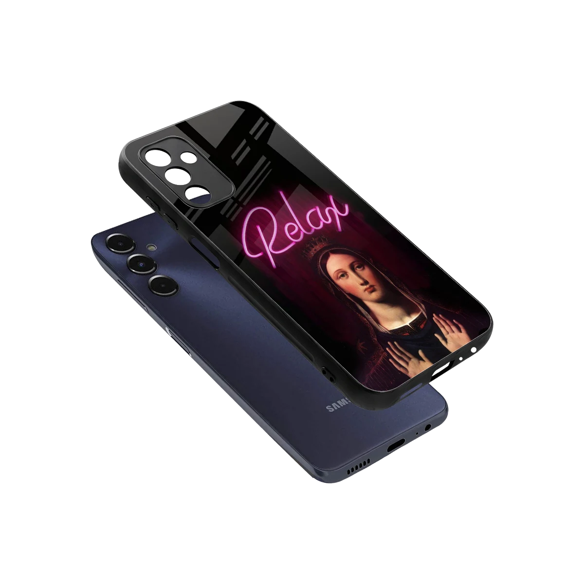 Relax sleek samsung galaxy m14 5g cover with tempered glass back and TPU edges