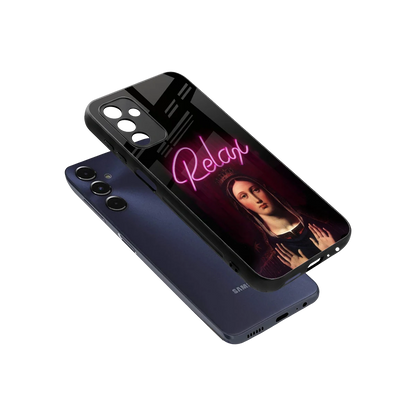 Relax sleek samsung galaxy m14 5g cover with tempered glass back and TPU edges