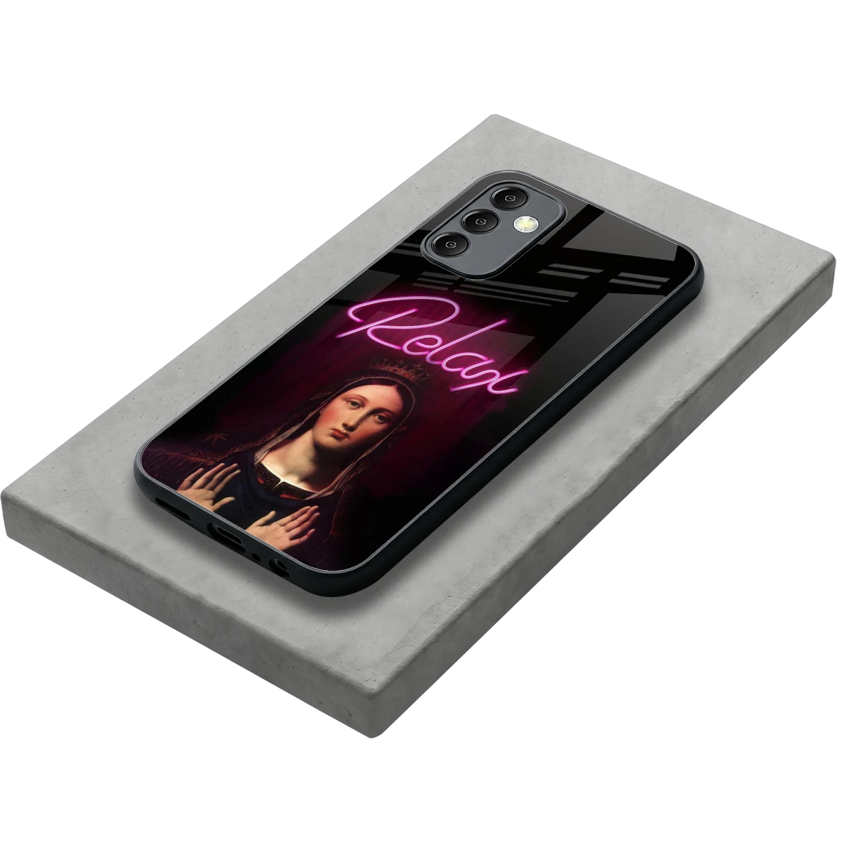Relax stylish phone case for samsung galaxy m14 5g | glossy glass and slim fit