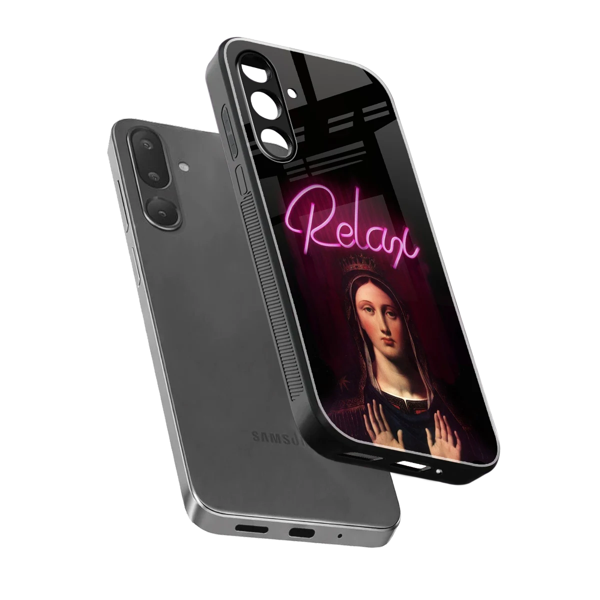 Relax sleek samsung galaxy m56 5g cover with tempered glass back and TPU edges