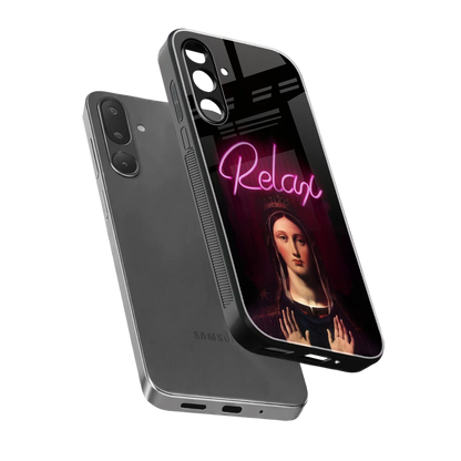 Relax sleek samsung galaxy m56 5g cover with tempered glass back and TPU edges