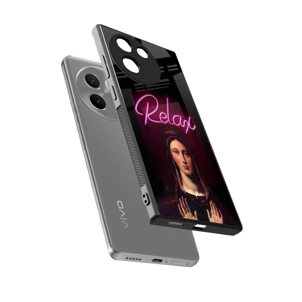 Relax sleek vivo v30e cover with tempered glass back and TPU edges