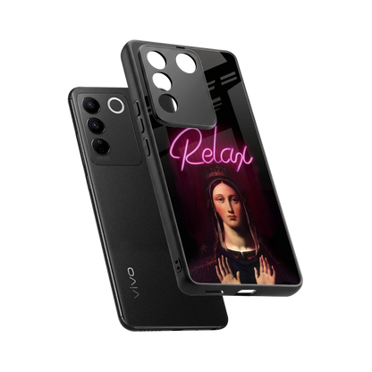 Relax sleek vivo v27 5g cover with tempered glass back and TPU edges