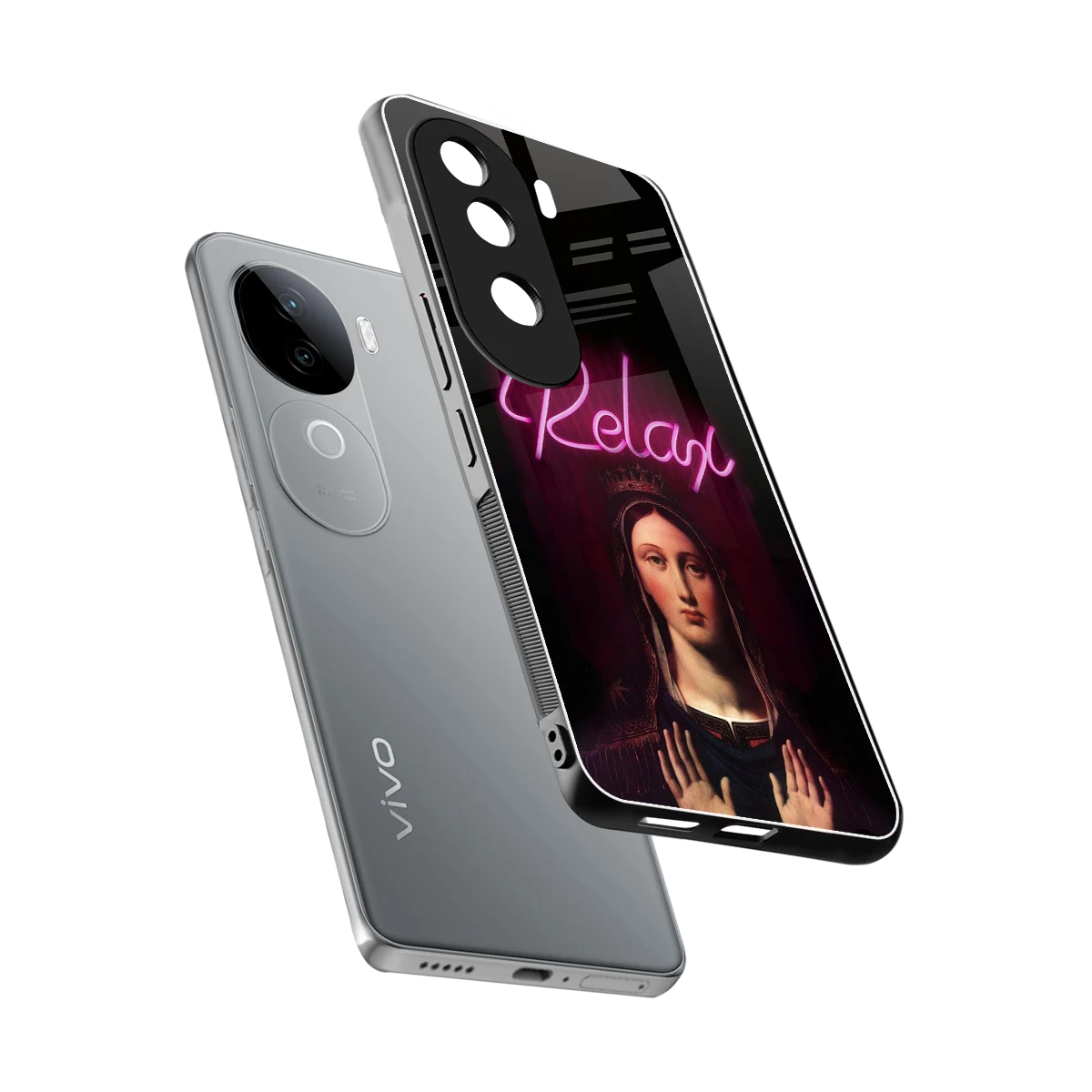 Relax sleek vivo v40e cover with tempered glass back and TPU edges