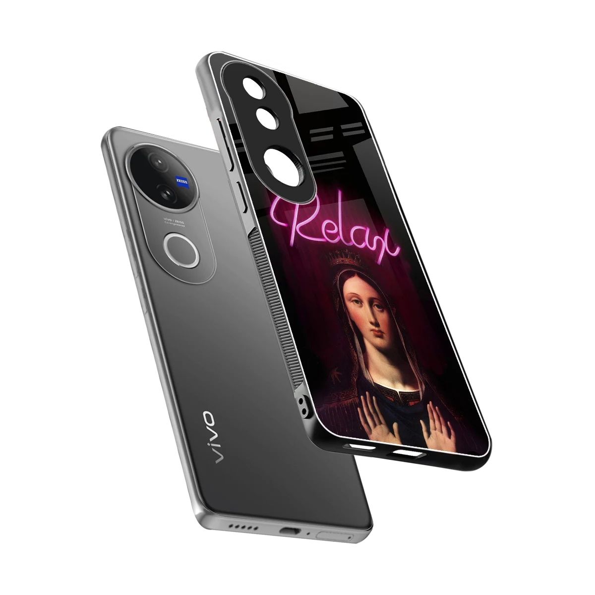 Relax sleek vivo v50 cover with tempered glass back and TPU edges