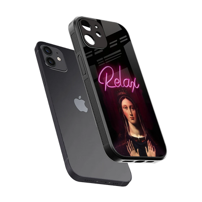 Relax sleek iphone 12 cover with tempered glass back and TPU edges