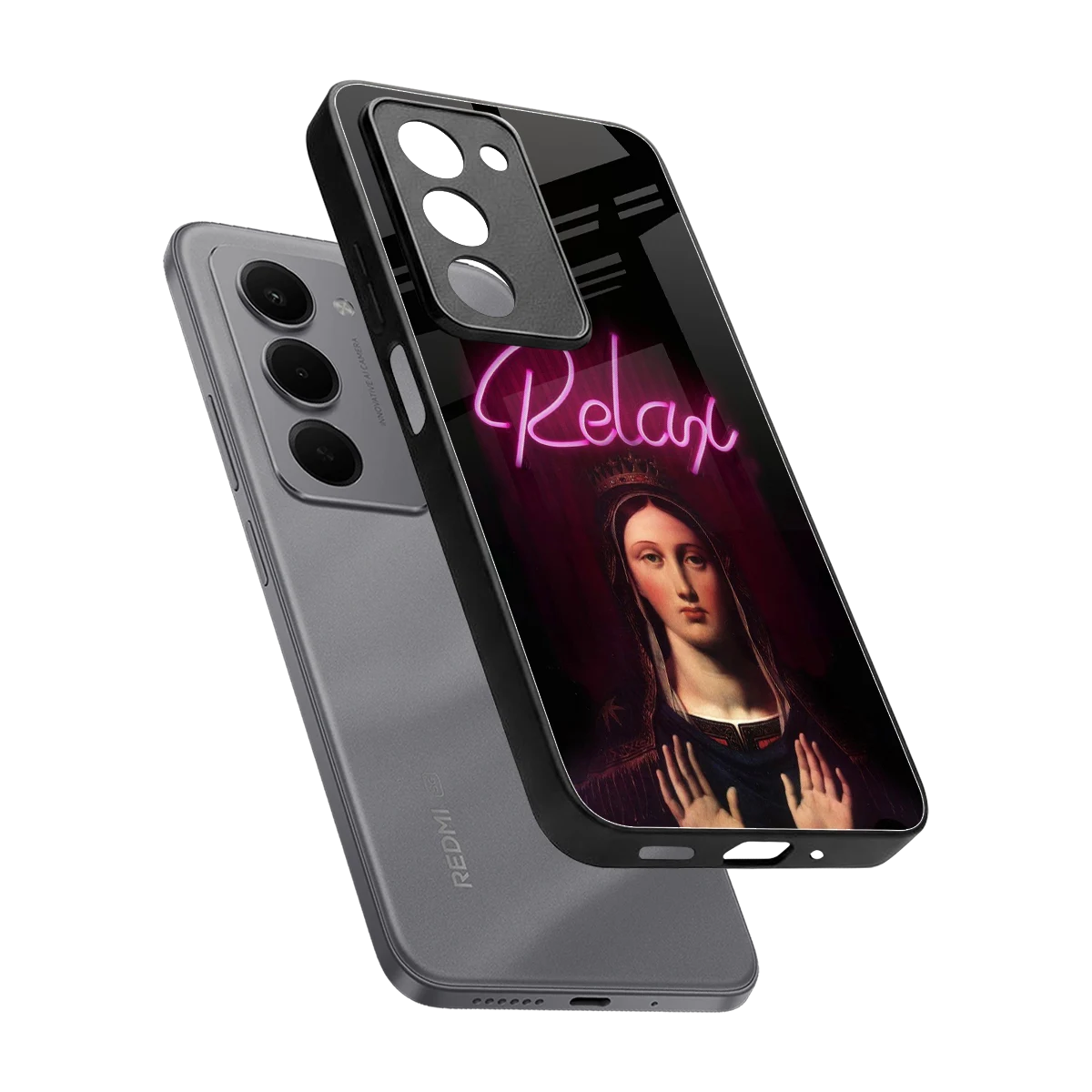 Relax sleek redmi 15 5g cover with tempered glass back and TPU edges