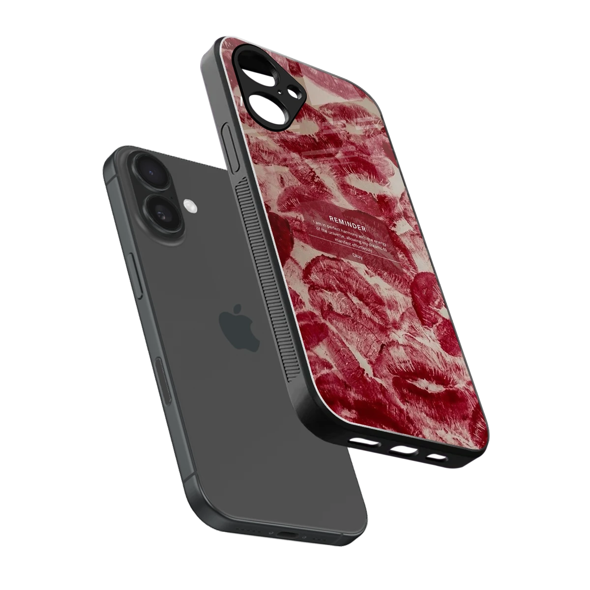 Reminder sleek iPhone 16 cover with tempered glass back and TPU edges