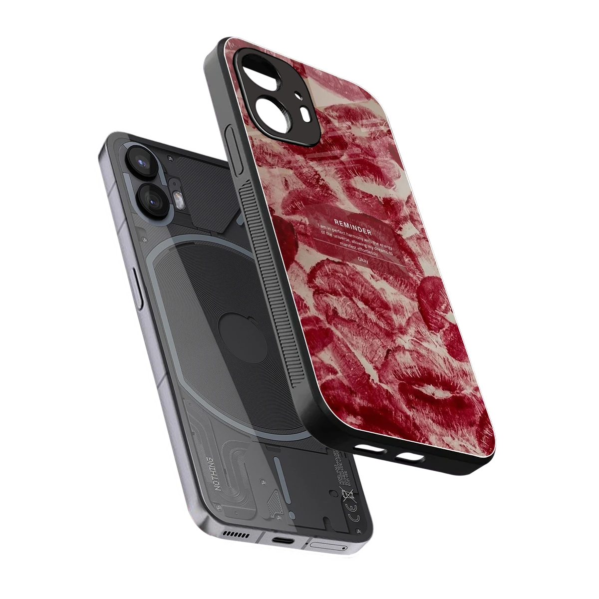 Reminder sleek nothing phone 2 cover with tempered glass back and TPU edges