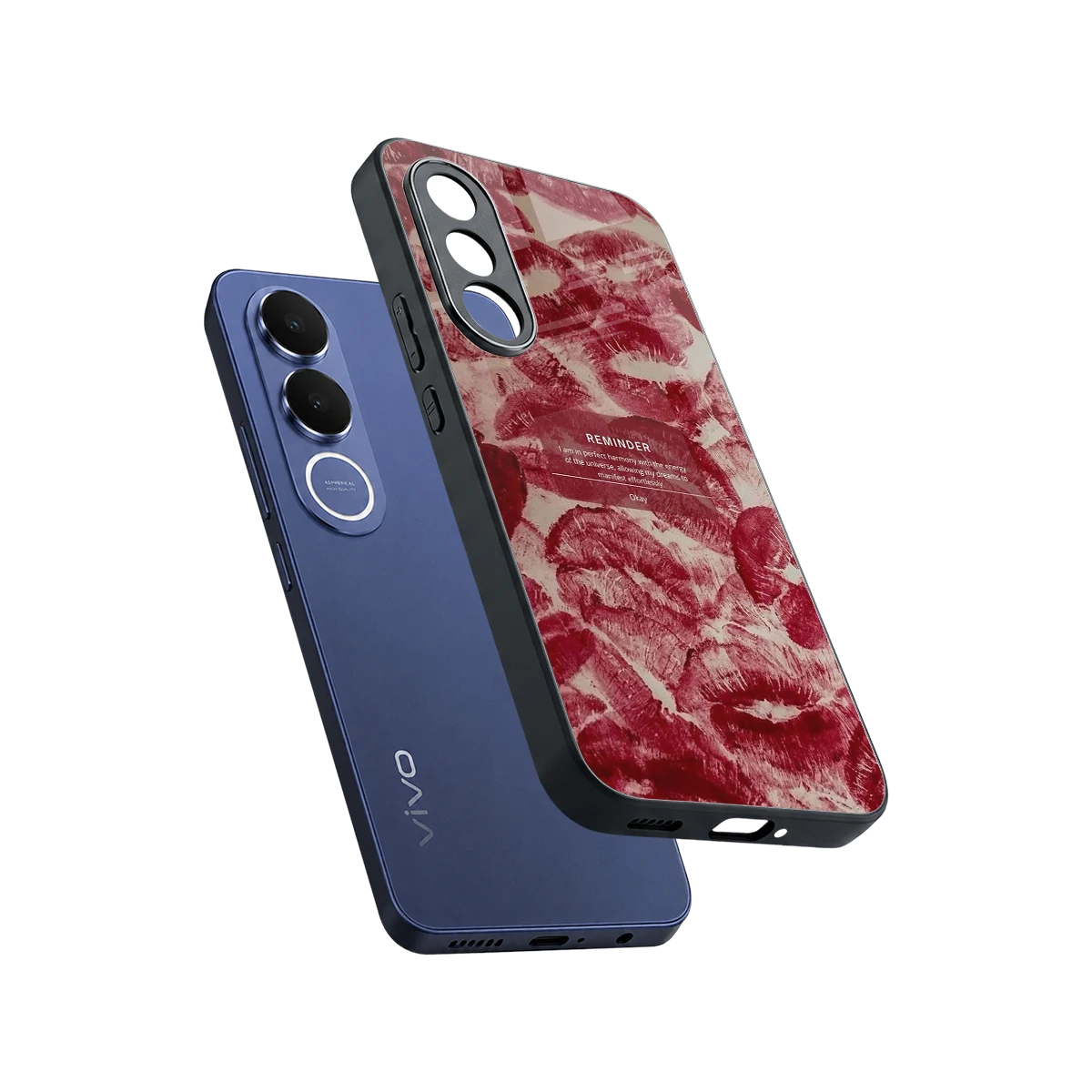 Reminder sleek vivo v70 fe cover with tempered glass back and TPU edges