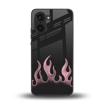 Retro Pink Flames back phone cover | glass case for oneplus nord ce5 5g
