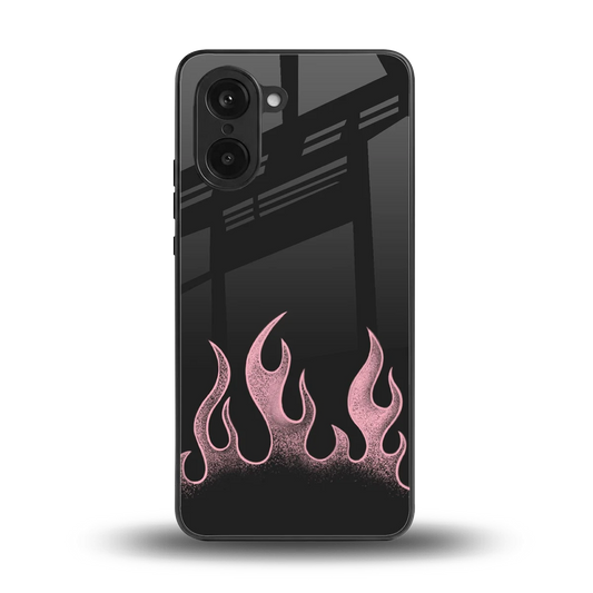 Retro Pink Flames back phone cover | glass case for oneplus nord ce5 5g
