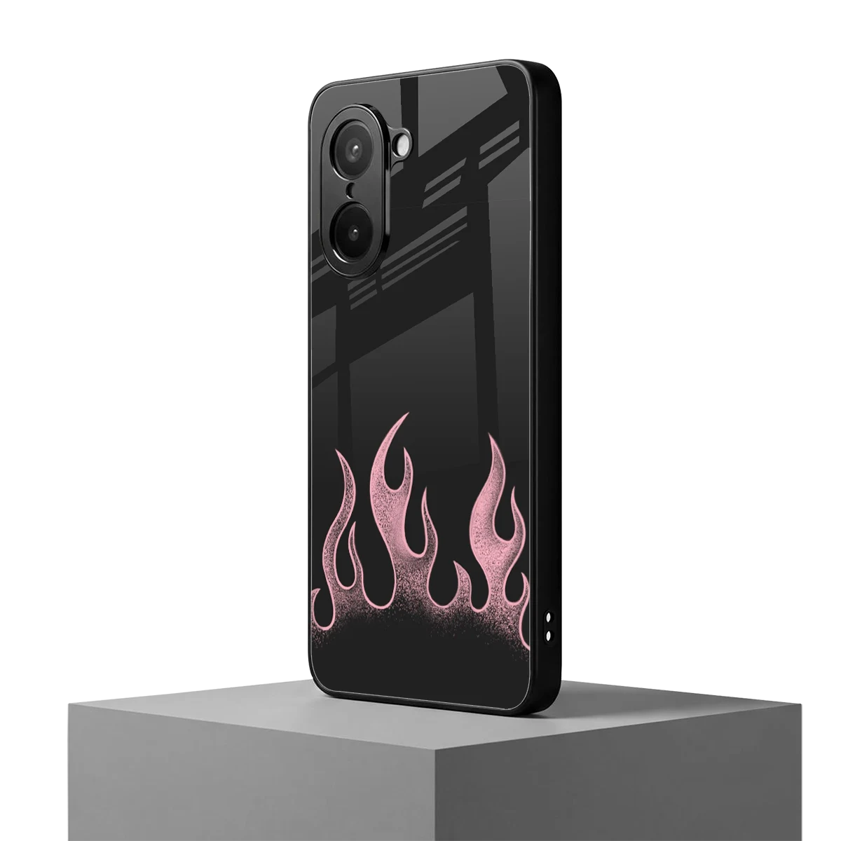 Retro Pink Flames oneplus nord ce5 5g mobile cover | shockproof glass phone case
