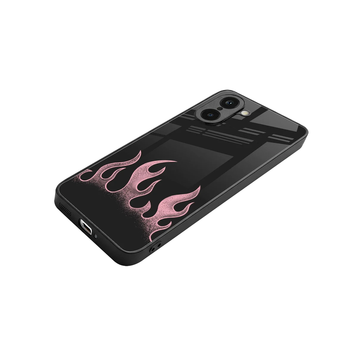 Retro Pink Flames stylish phone case for oneplus nord ce5 5g | glossy glass and slim fit