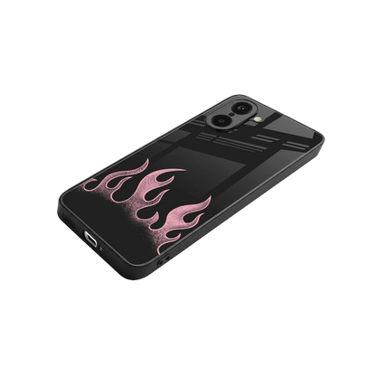 Retro Pink Flames stylish phone case for oneplus nord ce5 5g | glossy glass and slim fit