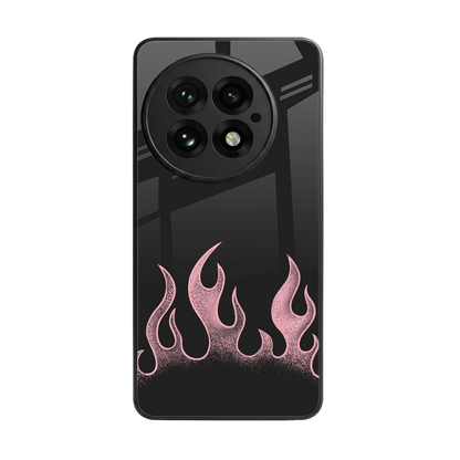 Retro Pink Flames back phone cover | glass case for oneplus 13