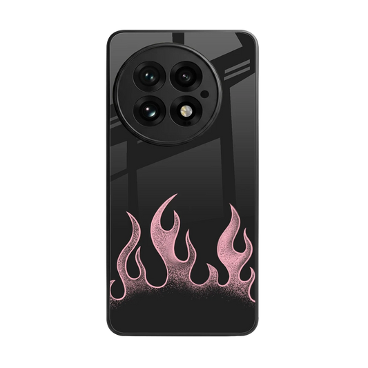 Retro Pink Flames back phone cover | glass case for oneplus 13