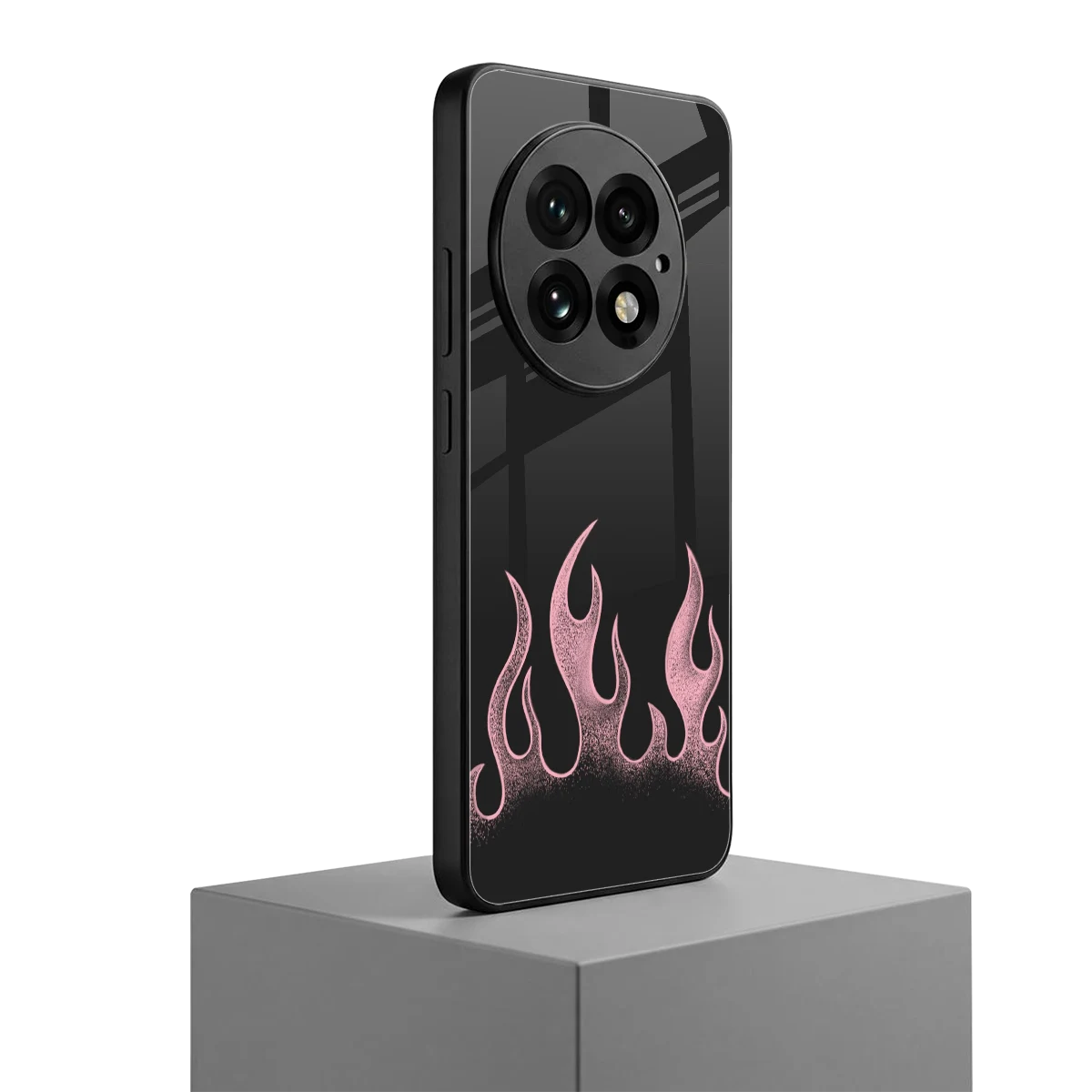 Retro Pink Flames oneplus 13 mobile cover | shockproof glass phone case