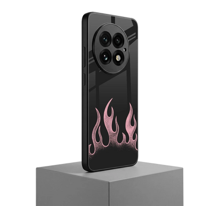 Retro Pink Flames oneplus 13 mobile cover | shockproof glass phone case