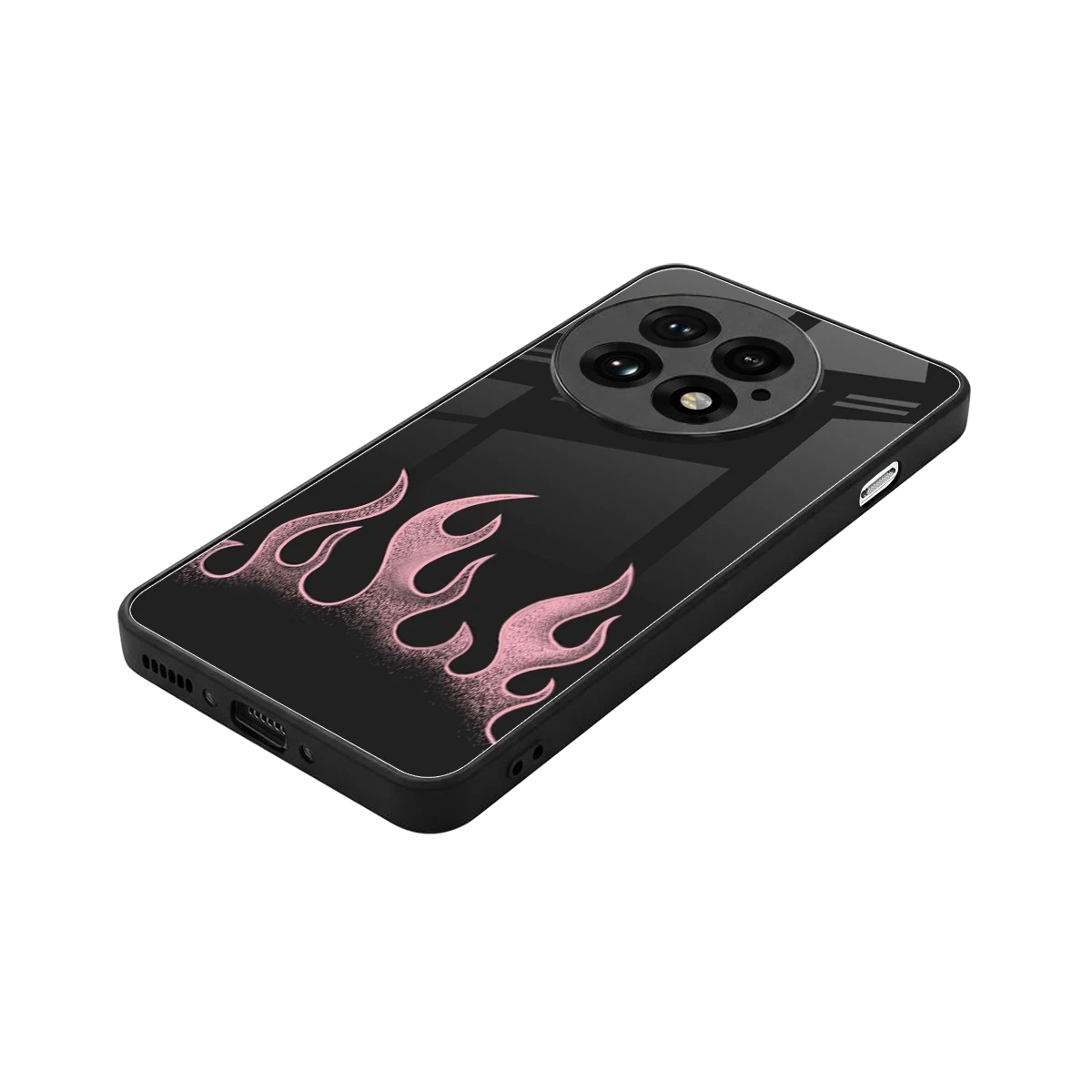 Retro Pink Flames stylish phone case for oneplus 13 | glossy glass and slim fit