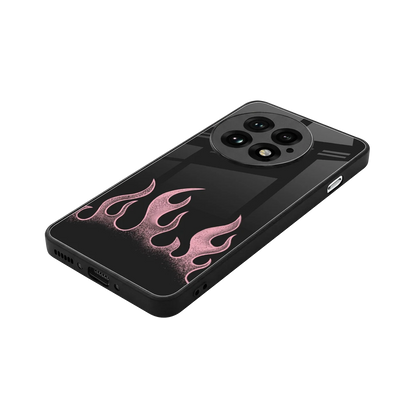 Retro Pink Flames stylish phone case for oneplus 13 | glossy glass and slim fit