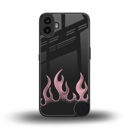 Retro Pink Flames back phone cover | glass case for cmf nothing phone 1