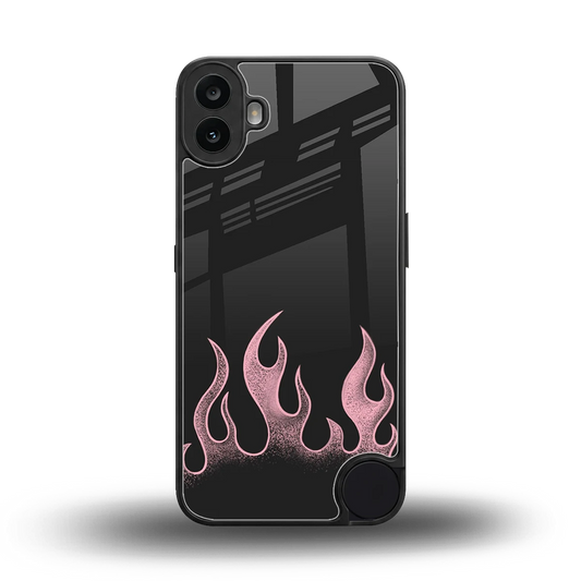 Retro Pink Flames back phone cover | glass case for cmf nothing phone 1