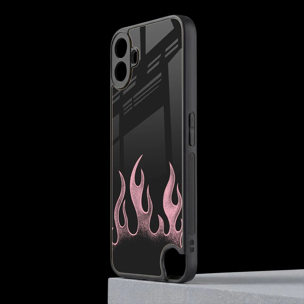 Retro Pink Flames cmf nothing phone 1 mobile cover | shockproof glass phone case
