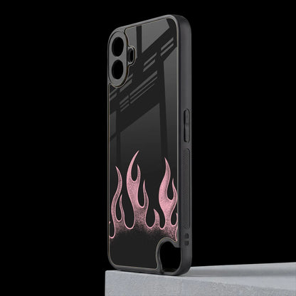 Retro Pink Flames cmf nothing phone 1 mobile cover | shockproof glass phone case