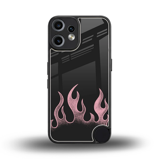 Retro Pink Flames back phone cover | glass case for cmf nothing phone 2 pro