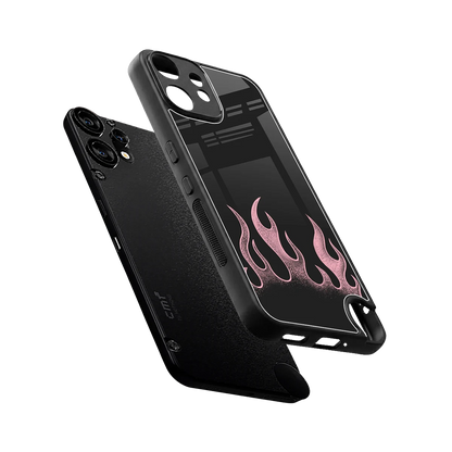 Retro Pink Flames sleek cmf nothing phone 2 pro cover with tempered glass back and TPU edges
