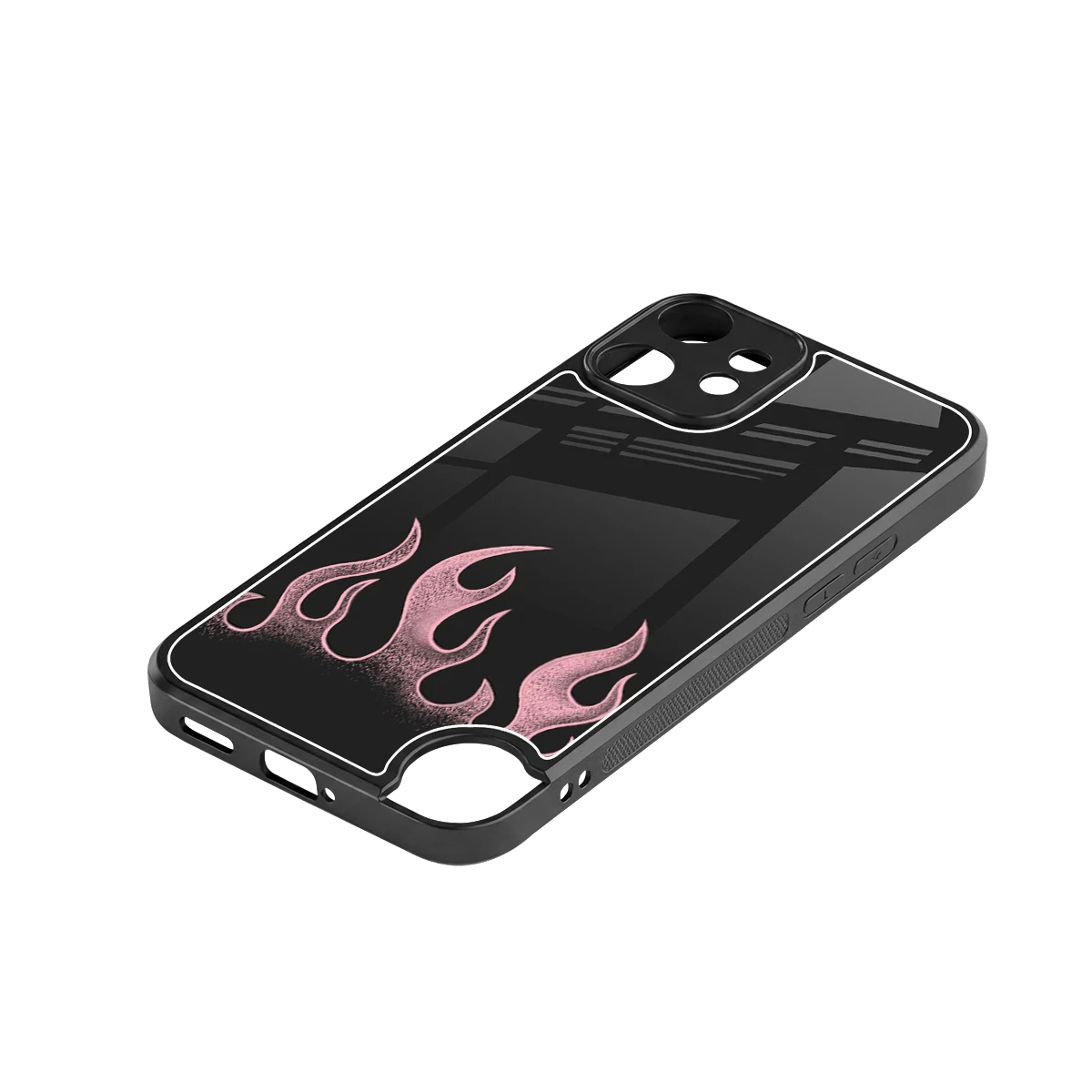 Retro Pink Flames stylish phone case for cmf nothing phone 2 pro | glossy glass and slim fit
