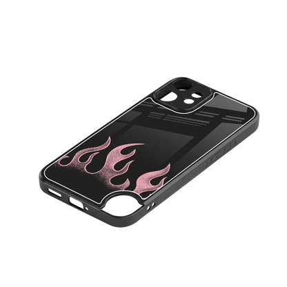 Retro Pink Flames stylish phone case for cmf nothing phone 2 pro | glossy glass and slim fit