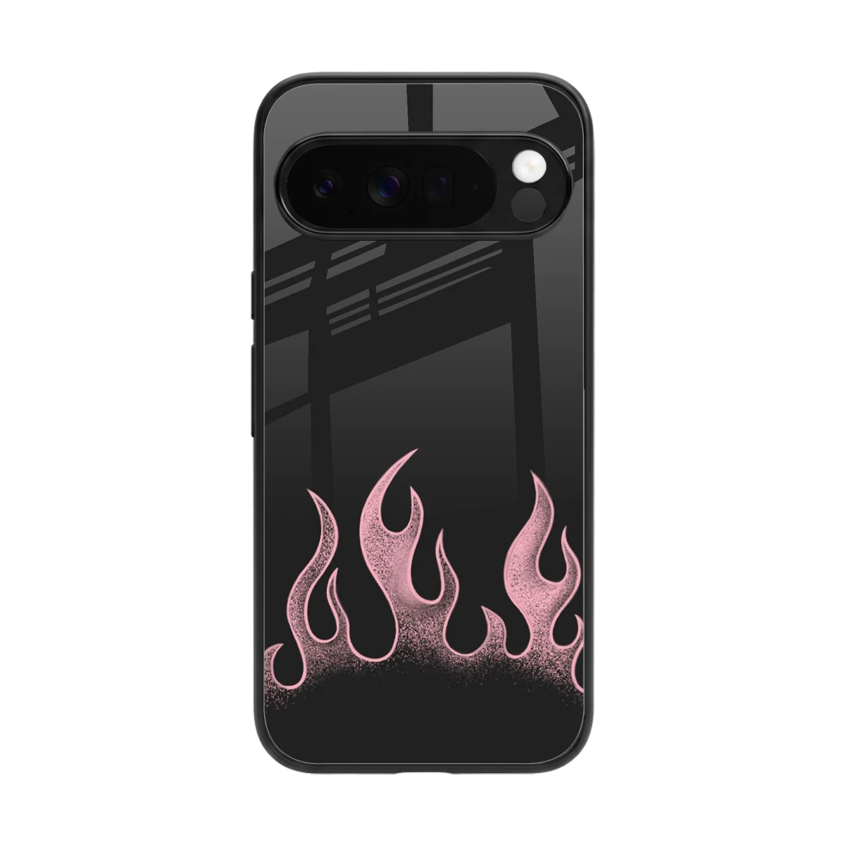Retro Pink Flames back phone cover | glass case for google pixel 10 pro xl